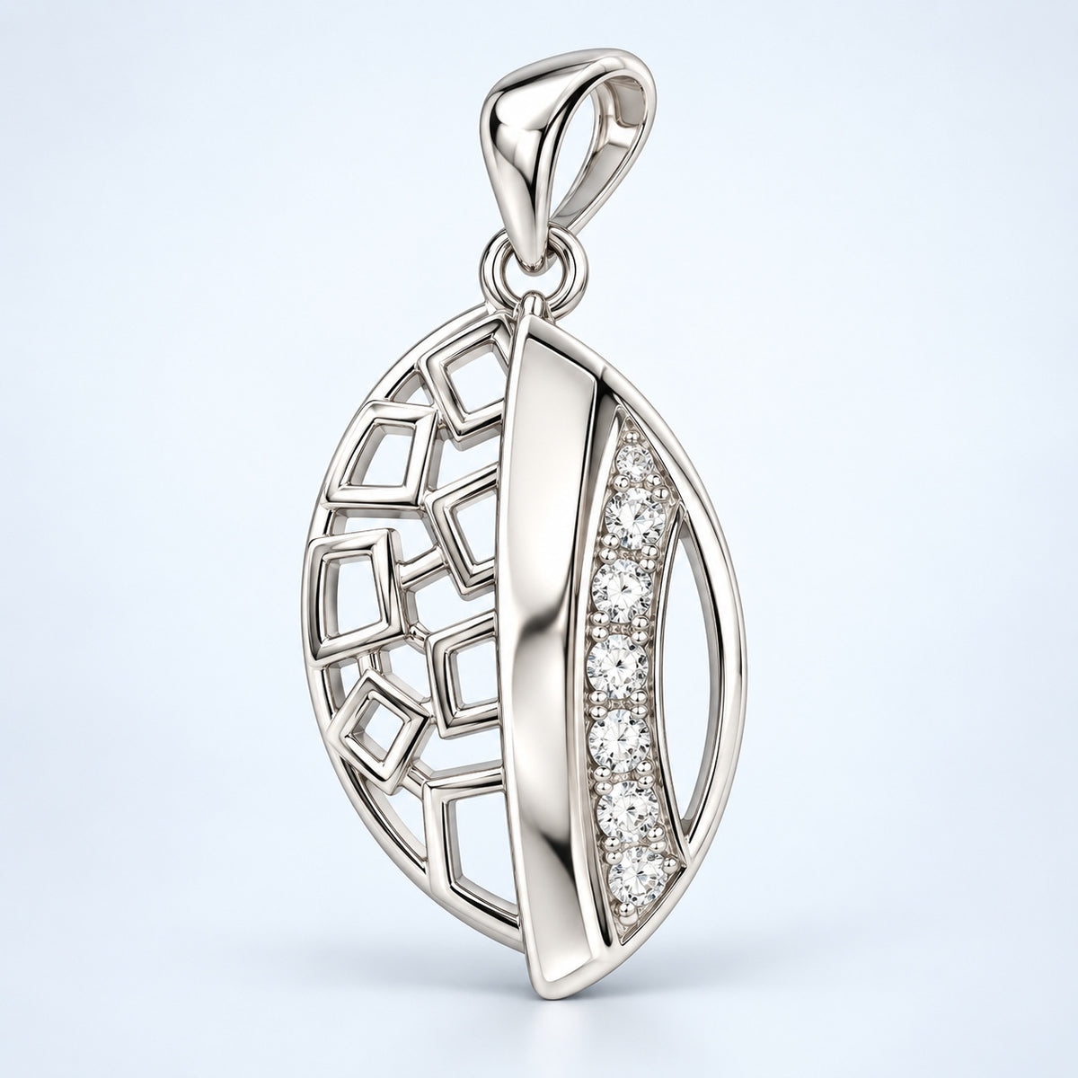 Half Lattice Oval Pendant
