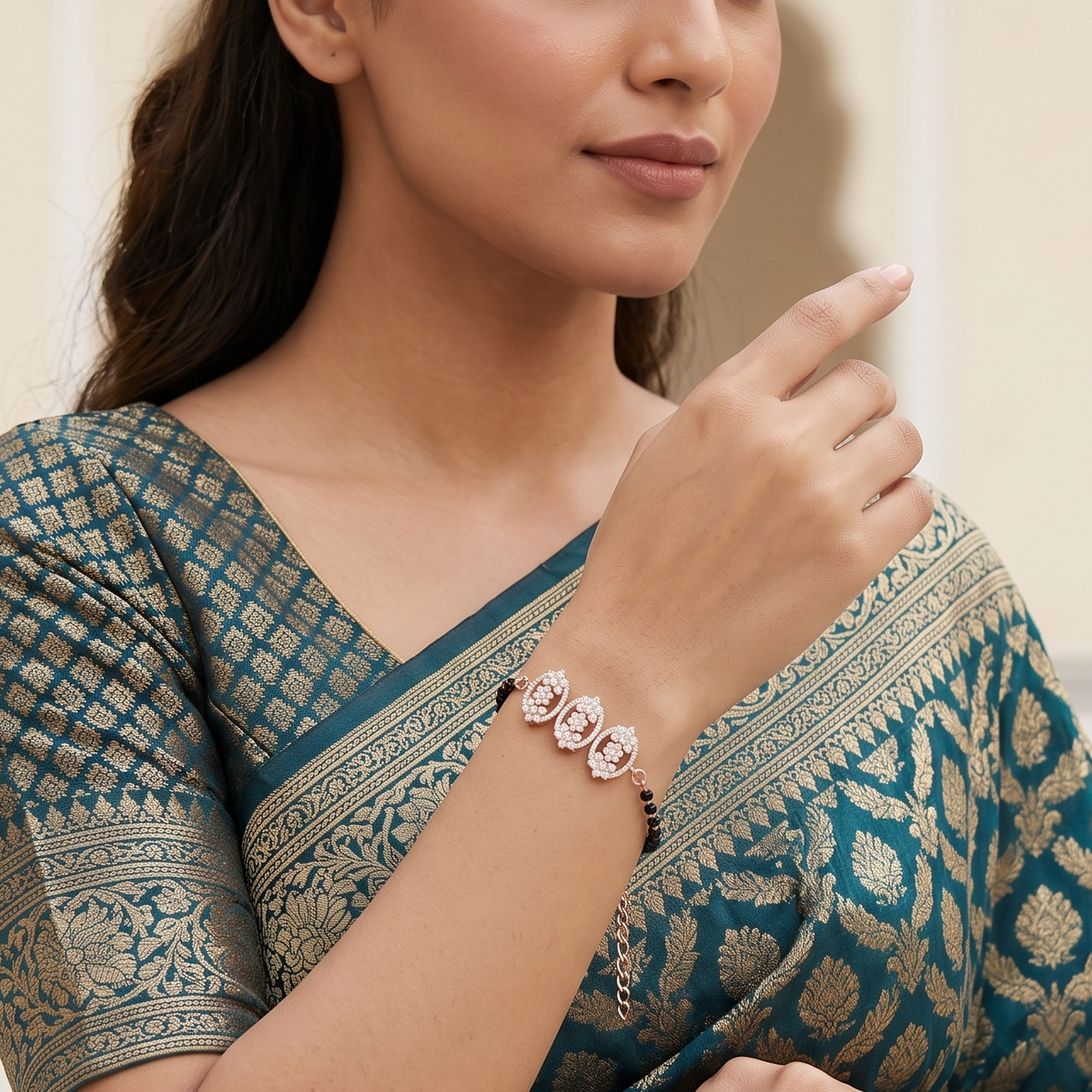 Celeste Trio Black Bead Bracelet