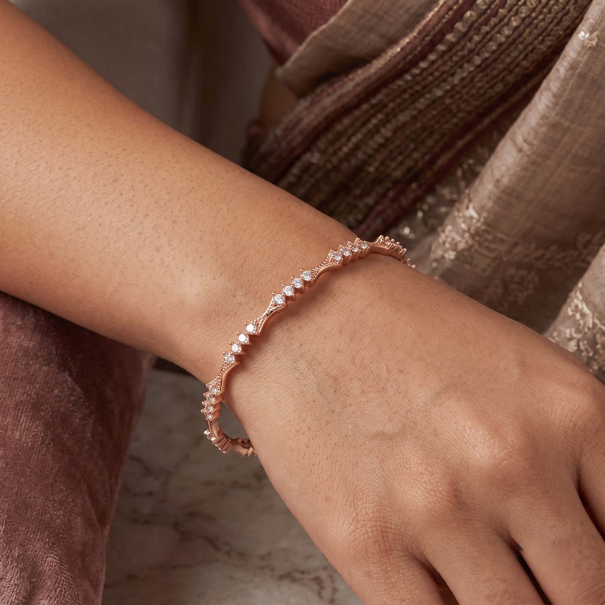Celestial Notch Diamond Bangle