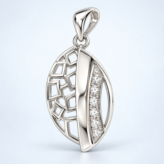 Half Lattice Oval Pendant