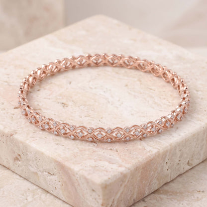 Waves & Lattice Diamond Bangle