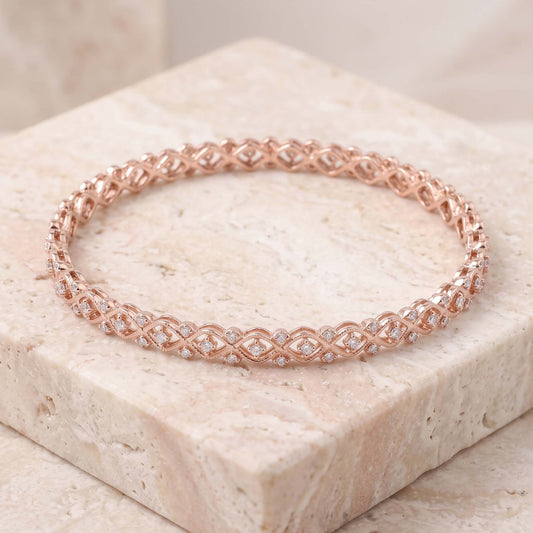 Waves & Lattice Diamond Bangle