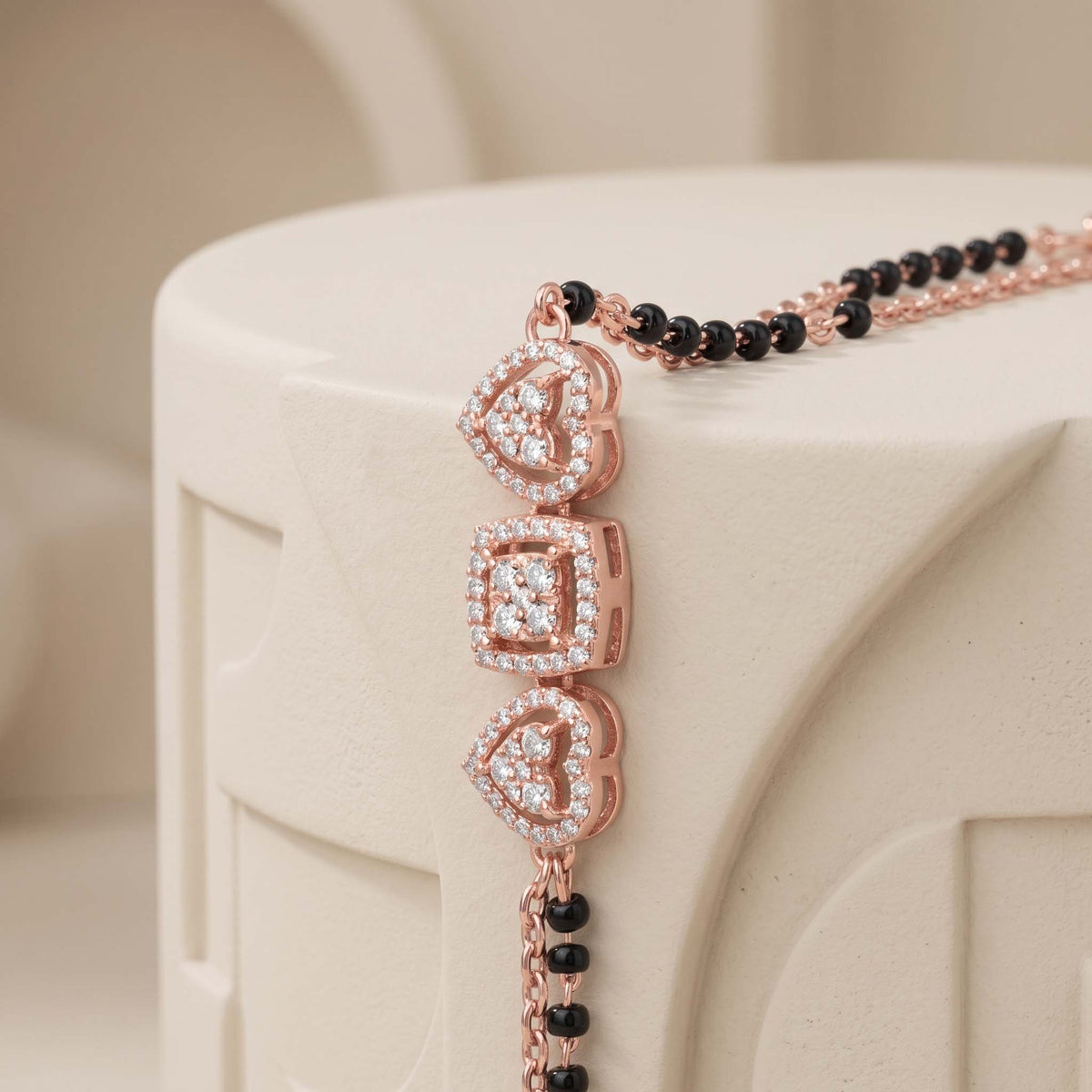 Heartbound Black Bead Bracelet