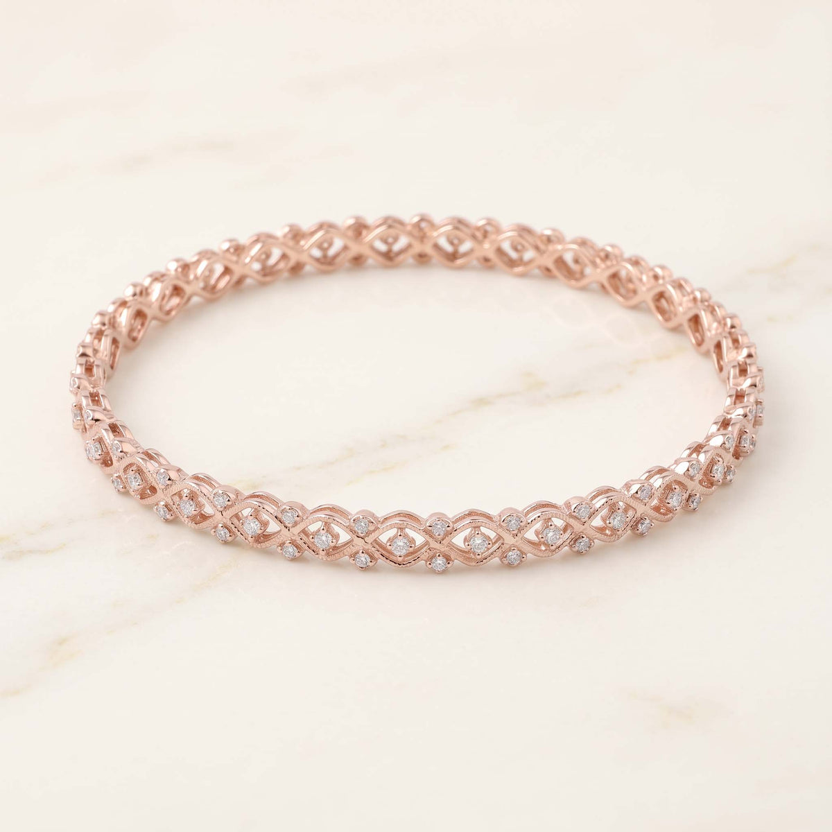 Waves & Lattice Diamond Bangle