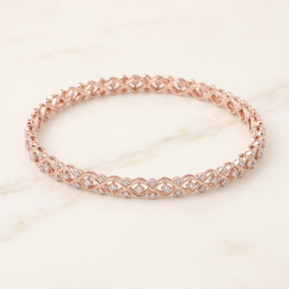 Waves & Lattice Diamond Bangle