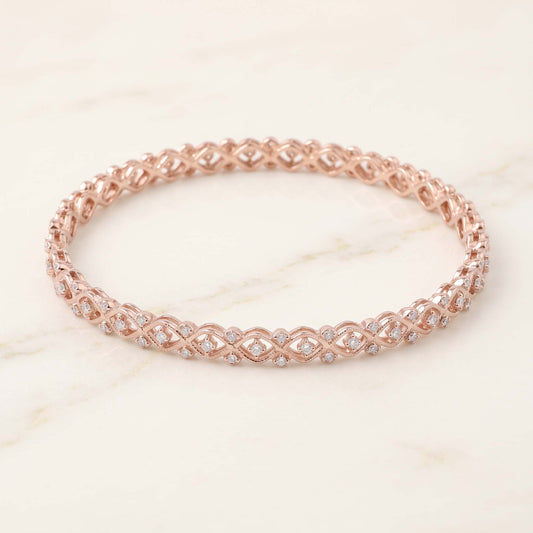 Waves & Lattice Diamond Bangle