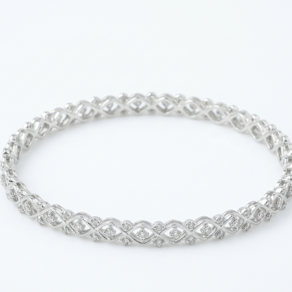 Waves & Lattice Diamond Bangle