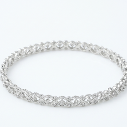 Waves & Lattice Diamond Bangle