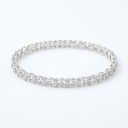 Waves & Lattice Diamond Bangle
